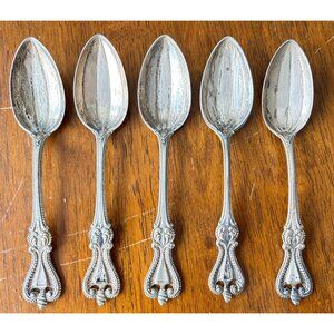 Antique 5 Piece Sterling Silver Ornate Spoon Set Patented 1895 Intricate 4.0 Oz